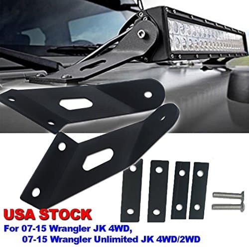 Premis 20" LED Light bar Hood Mount Bracket For 2007-2015 Jeep JK Wrangler Rubicon Offroad