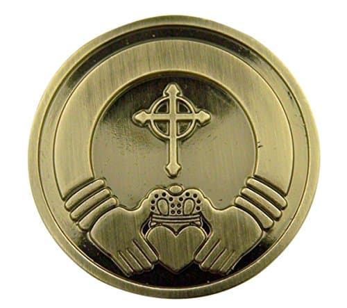singer star case Silver Tone Faithful Protector Pocket Token with Prayer - Irish Claddagh