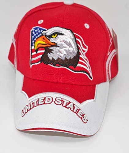 Embroidered Red White Blue Ball Cap American Flag Eagle Patriotic Adjustable Strap Back
