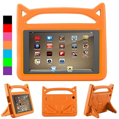 All-New F ir e HD 8 2018/2017/2016 Case,F i r e HD 8 Tablet Case,Kids Shock Proof Convertible Handle Light Weight Protective Stand Cover Case for F ir e HD 8(0range)