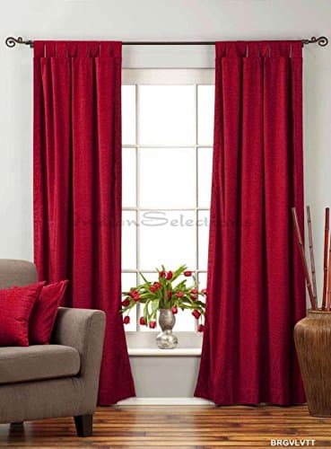 Burgundy Tab Top Velvet Curtain / Drape / Panel - 80W x 63L - Piece