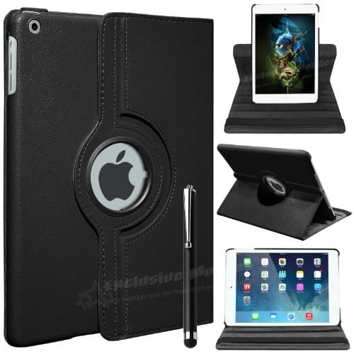 Mobile Junction ® 360 Case Apple iPad Air (5th Generation with Retina Display) 360 Degree Rotating Smart Stand Case Cover with Auto Sleep Wake Incl. Free Screen Protector & Stylus (Black)