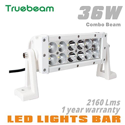 Truebeam 2PCS 36W 8Inch Led Light Bar Spot Flood Led Off Road Lights Driving Fog Light Boat Light Waterproof Led Work Light Trucks Lights Pickup SUV ATV 4WD 4x4 Jeep White 12/24V IP68
