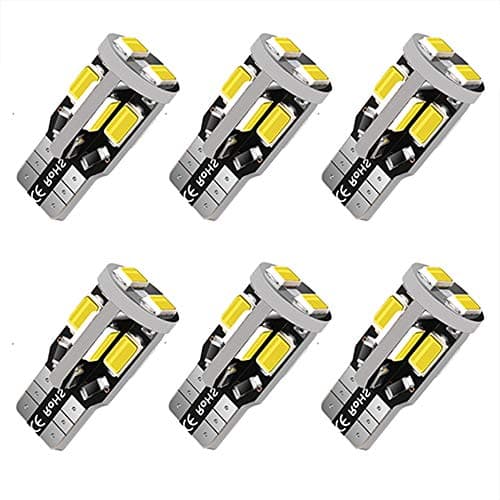 12V 6pcs T10 LED Bulb,194 LED Bulb, 168 LED Bulb, 2825 W5W LED Bulbs, Super Bright 6000K White 10SMD 5730 Chipset 250LM LED Bulb for Car Interior Dome Map Door Courtesy License Plate Lights