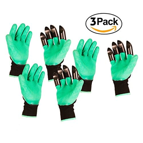 Garden Gloves with Claws for Planting Digging Raking Weeding Pruning - Planting Pots - Waterproof - Saves Fingernails - (Right Hand Claw 3-Pairs) - by Xtreme Adventurer