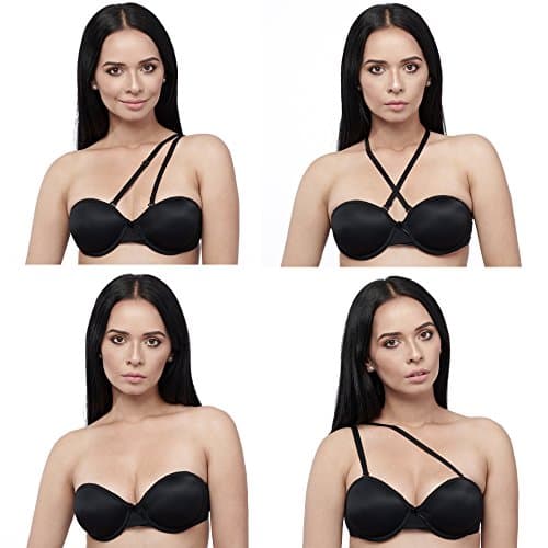 VersaBra Convertible Multiway Strapless Bra 32A - 42DD (36D, Black)