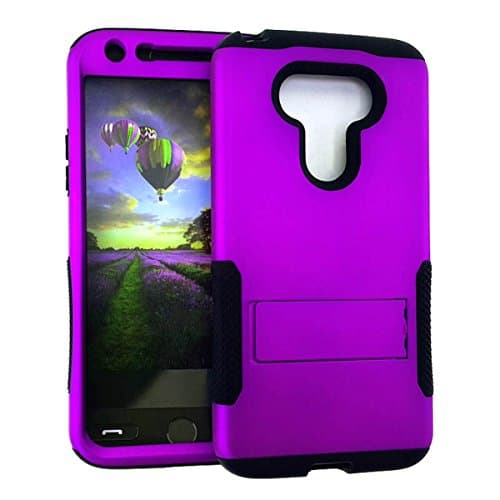 LG G5 Case, Impact Rugged Hard Cover, Silicone Rubber Soft Skin with Kickstand ... (Black Purple)