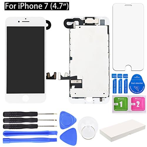 For iPhone 7 Screen Replacement. TranSoul Full Display Assembly with LCD Screen, Touch Digitizer, 3D Touch Layer, Front Facing Camera, Earpiece Speaker etc. Repair iPhone 7 Screen (4.7”) (White)