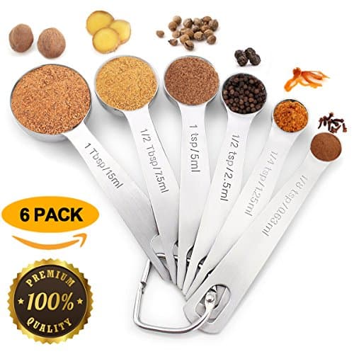 Stainless Steel Measuring Spoons and Cups Set Kitchen tool 6pcs for Measuring Dry and Liquid Ingredients,Measuring tool Magnetic Metal Teaspoon Tablespoon Nesting Cups fit for Cooking Baking