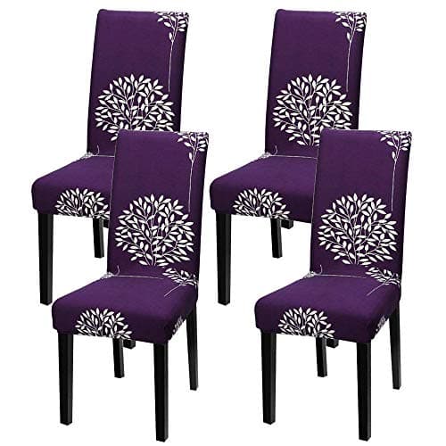 Yosmy Stretch Elastic Chair Cover, Polyester Spandex Removable Washable Dinning Chair Slipcovers Chair Protective Covers for home Dining Ceremony Banquet Wedding Party Decor (Style C, Set of 4)
