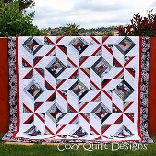 Pattern,Quilt,Cross Breeze, multi sizes, by Cozy Quilt Designs, 2 1/2" Strips, Jelly Roll,