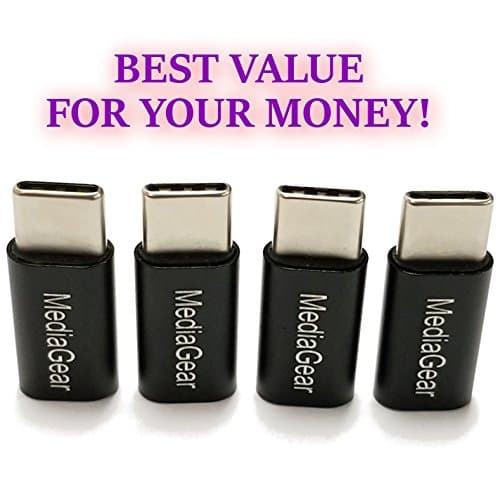 USB Adapter / Converter / Gender Changer (Micro USB (Female) to USB C (Male) - 4 Pack)