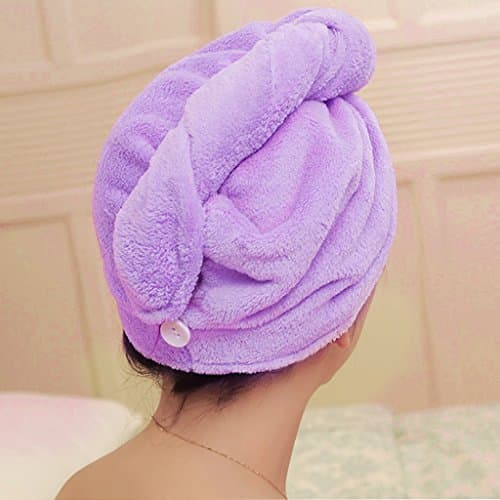 1Pcs Light Purple Simple Soft Microfiber Hair Drying Bath Head Towel Cap Wrap Accessories
