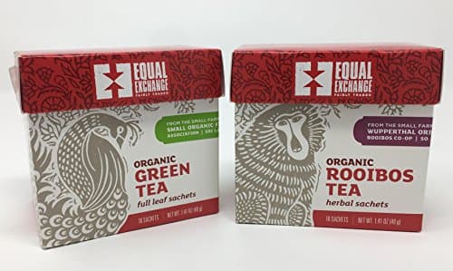 Equal Exchange Organic Tea Assortment 2 Different Flavors of Tea Fair Trade, Green Tea and Rooibs