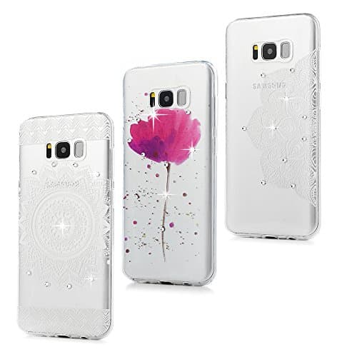 For Samsung Galaxy S8 Plus Case - 3 Pcs Bling Diamond Shockproof Flexible Soft TPU Case Rubber Skin Bumper Painting Totem Lotus Pattern Lightweight Ultra Slim-Fit Protective Cover- Group 2