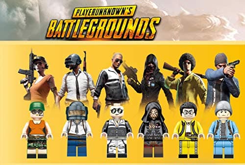 Modbrix 6 Piece Pubg Mini Figures Playe Run known's Battlegr Incredible Shooter Characters Figures with weapons and Accesoirs 141 Pieces