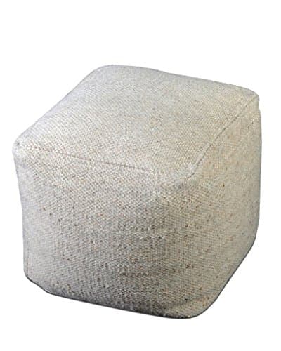 Rugs2Clear Hand Made Without Filler Light Beige Wool Muse Pouf (16"x 16"x16"), 1 Piece