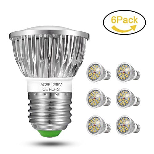 E27 LED Bulbs Warm White 3000K, Jpodream 7W 18 x 5730 SMD LED Light Bulbs, 70W Halogen Bulbs Equivalent, 550LM, AC85-265V, 140 Degrees Bean Angle, 6 Pack