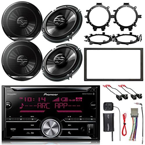 Pioneer 2DIN CD Bluetooth Receiver, 4x 6.5" Speakers, Dash Kit, Stereo Wiring Harness, Antenna Adapter , SiriusXM Radio Tuner, 4x Speaker Wire Harness, 4x Speaker Brackets (Select 2000-2008 Vehicles)