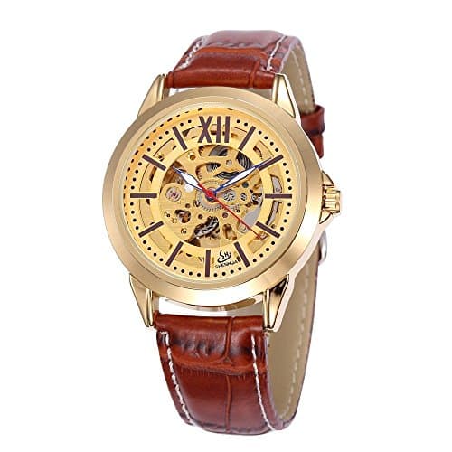 Men, mechanical watches, automatic, casual, personality, leather, M0253