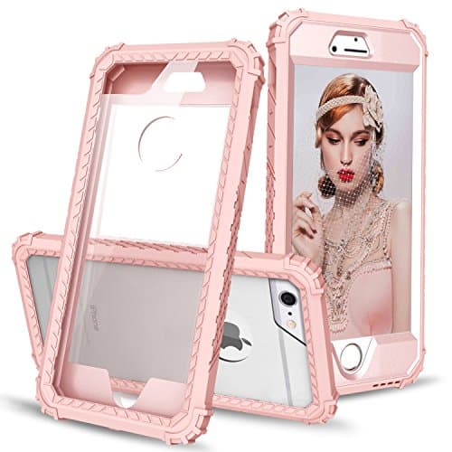 iPhone 6 Case,Wisecoco iPhone 6s Case for girls, Anti-slip Bumper Shockproof 2 IN 1 Full Body Protective Case Back Clear Design Cover for Apple iPhone 6/6S 4.7 Inch (Rose Gold)