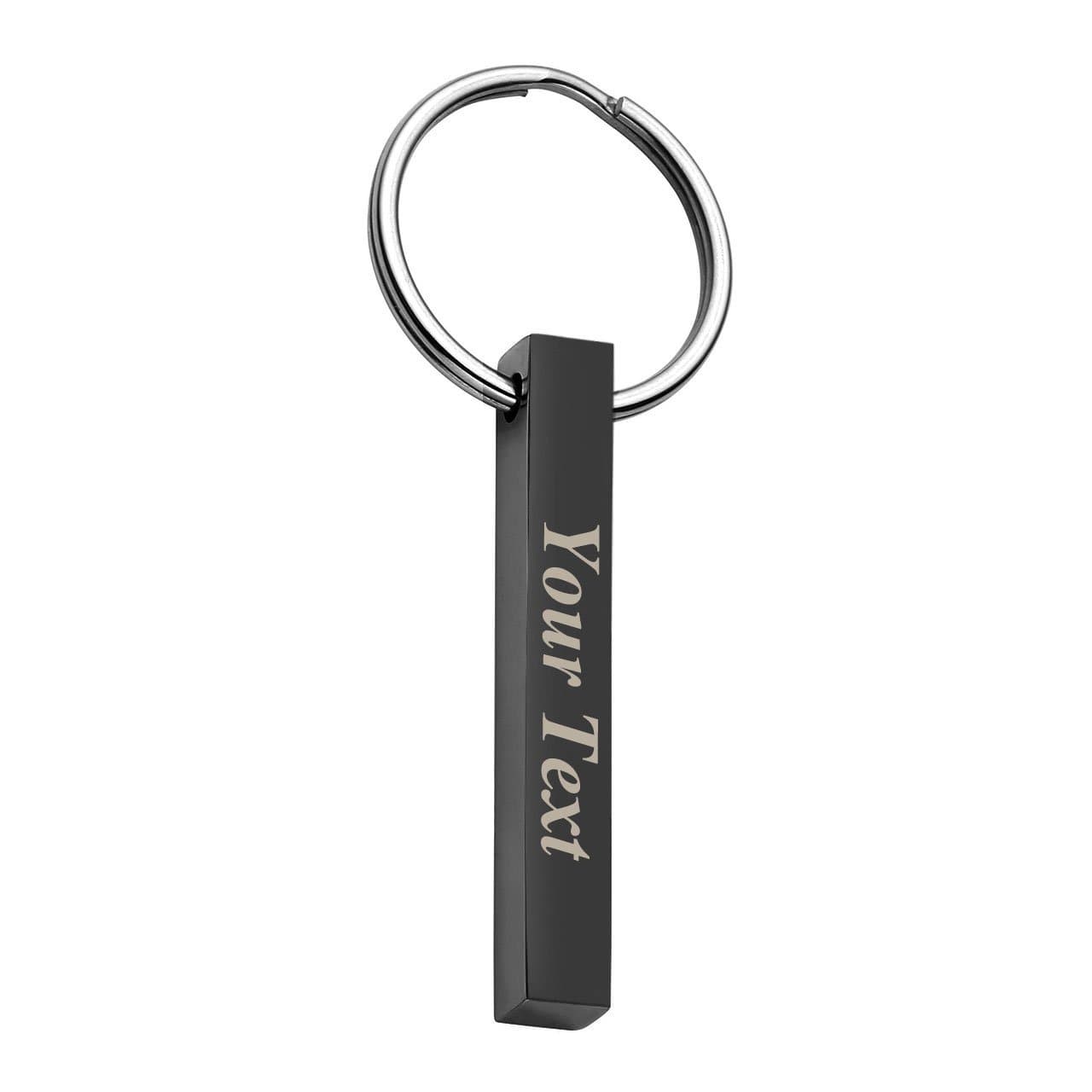 Personalized Master Free Engraving Plain Vertical Cuboid Bar Rectangle Pendant Keychain Stainless Steel Key Chain Ring
