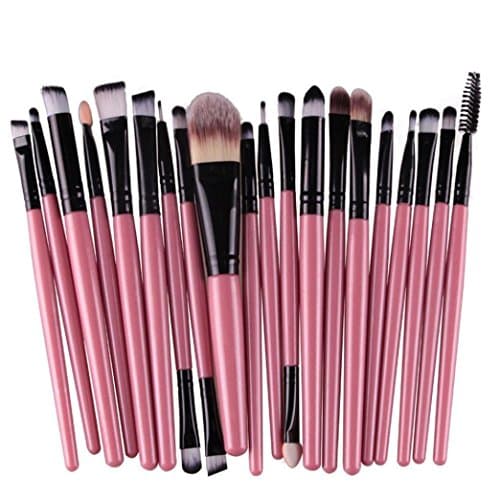 MISSJAY 20 Pcs Professional Complete Makeup Brush set Powder Foundation Blending Eyeshadow Eyeliner Lip Brush Kit (Black) (Pink+Black)