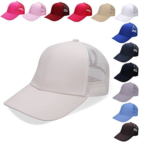 NeuFashion Ponycap Messy High Bun Ponytail Adjustable Mesh Trucker Baseball Cap Hat for Women