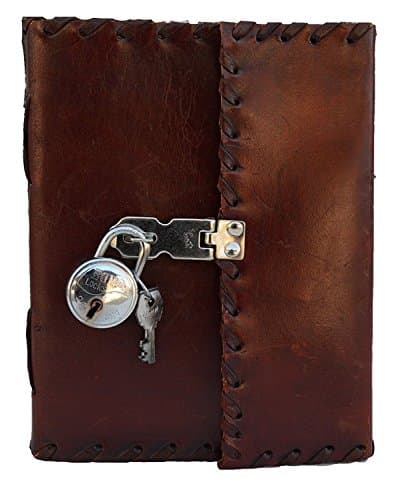Genuine Leather Handmade Secret Leather Notebook Journal Diary Book with Actual Lock and Key for Girls, Poets, Writer Artists Nice Gift for Teenagers Retro Vintage Classic Leather Bound Notebook
