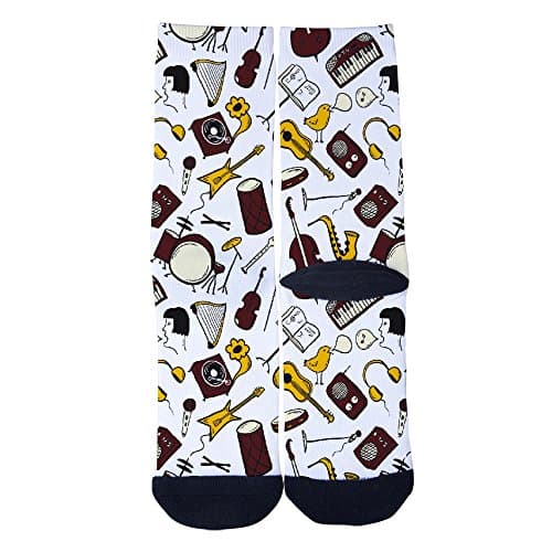 Guitar Drum Organ Piano Custom Socks Creative Socks for Men/Women Casual Cartoon Socks Black