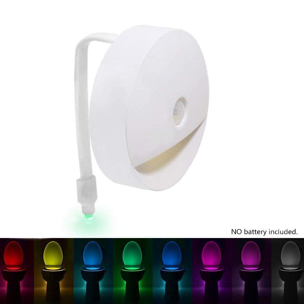 Toilet Light Motion Activated LED Toilet Night Light 2 Modes 8 Colors Changing Inside Toilet Motion Sensor Glow Bowl Night Lights (White)