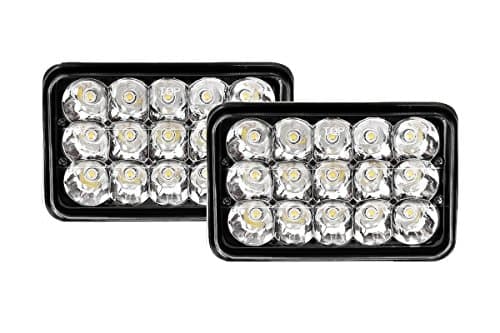 2 PC Kit 4x6 Black LED Headlights Bulb, Sealed Beam Rectangular, Black H4 LED Head lampss Rectangular Replacement H4651 H4652 H4656 H4666 H6545 Peterbilt Kenworth