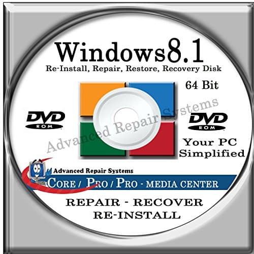 WINDOWS 8.1 SYSTEM REPAIR & RE-INSTALL 64 BIT BOOT DISK: Repair & Re-install any version of Windows 8.1 Client, Home, Core, Professional and Professional w/ Media Center (Repair-Restore-Reinstall)