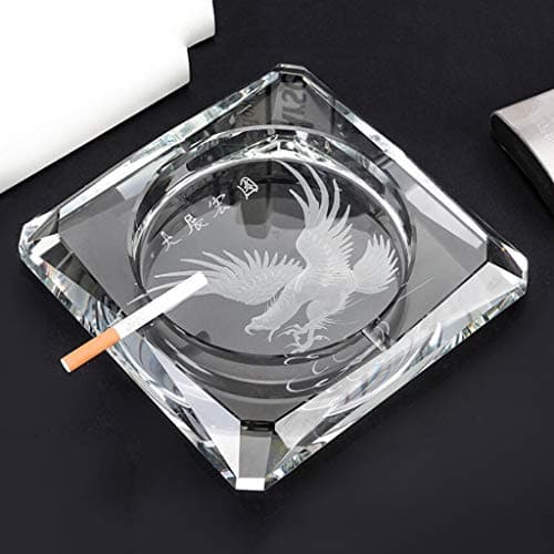 BMY Transparent Color Eagle Pattern Deep Carving Style Square Crystal Glass Ashtray Personalized Gifts Luxurious (Size : 18183.5cm)