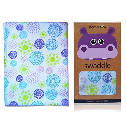 Supreme Swaddle Blanket Happy Hippo 100% Soft Muslin | Multi Purposed Unisex Wrapping Blanket For Nursing, Cozy Cover Or A Stroller Shade | Breathable & Fashionable Swaddling Blanket