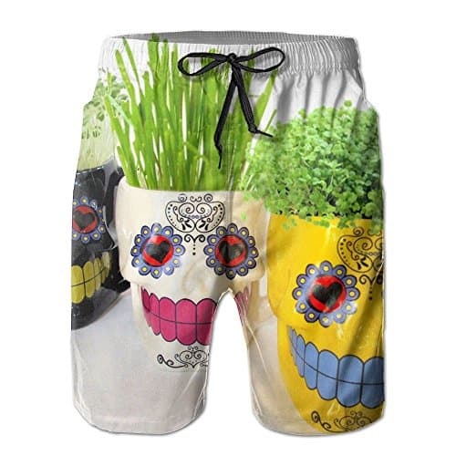Sugar Skull Jogging Men Summer Surfing Quick-Drying Swim Trunks Shorts Beach Pants With Pocket