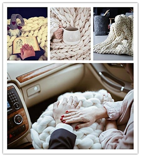 Knit Blanket Throw Soft Rug Sofa Bed Lounge Decorator Knitted Small Size Pet Bed Mat Rug (40 x 60 inches- Standard Blanket, White)