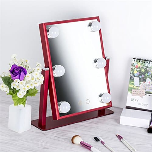 Hollywood Makeup Vanity Mirror with Light Tabletops Lighting Mirror with Dimmer for Dressing and Make Up Metal Type (Red)