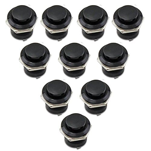 OCR AC 125V 6A AC 250V 3A Car Auto Momentary On/Off Switch Horn Switch for Car Push Round Button Switch (10pcs-Black Button)