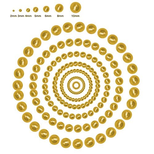 LuciaCraft 1000pcs Mixed Size 2-10mm Half Round Flatback Imitation Pearls ABS Resin beads (gold)