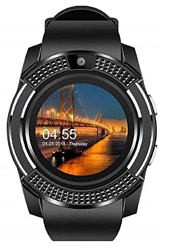 Faawn Digital Bluetooth Men's Smartwatch with Sim Card Slot Camera Pedometer Touch Screen Music Player (Black)