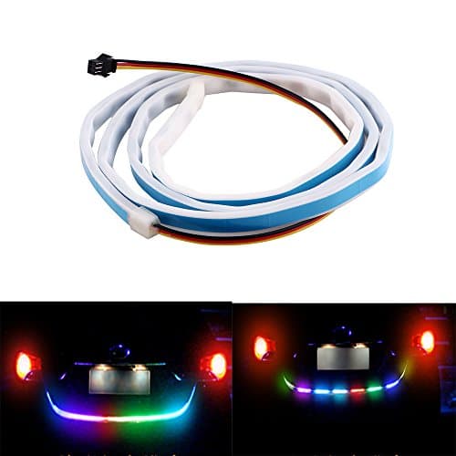 EverBright RGB Tailgate Waterproof Flexible Strip Light Streamer Universal Turn Signal Brake Running Parking Reverse light Double Flash light 120CM 5050 72SMD DC-12V Pack of 1set