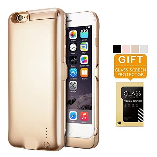 iPhone 6 6s Battery Case LINKPAL 5800mAh Polymer Battery 2.5hrs Fast Recharge Rate Gold battery Charger Charging Case Battery Pack Charger Case , 200% Extra Battery (5800mAh-Gold)