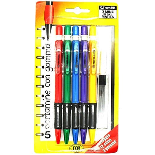 5x Soft Grip 0.7mm HB Mechanical Refillable Pencils With Extra Leads & Erasers