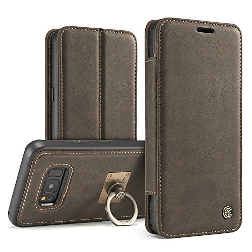 iPhone 7 Plus Case Genuine Leather Wallet Phone Case with Flap Cover Card Slot Holder Kickstand Case