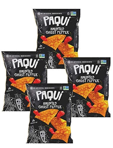 MiDAStick Haunted Ghost Pepper 5.5 Ounce Valentine Day Love Party Spicy Tortilla Chips 4 Pack