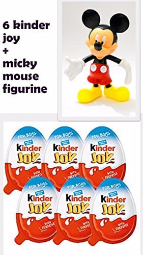Chocolate Kinder Joy for Boys with Surprise Inside (6-Pack) with Mickey Mouse Figurine 5 Inches