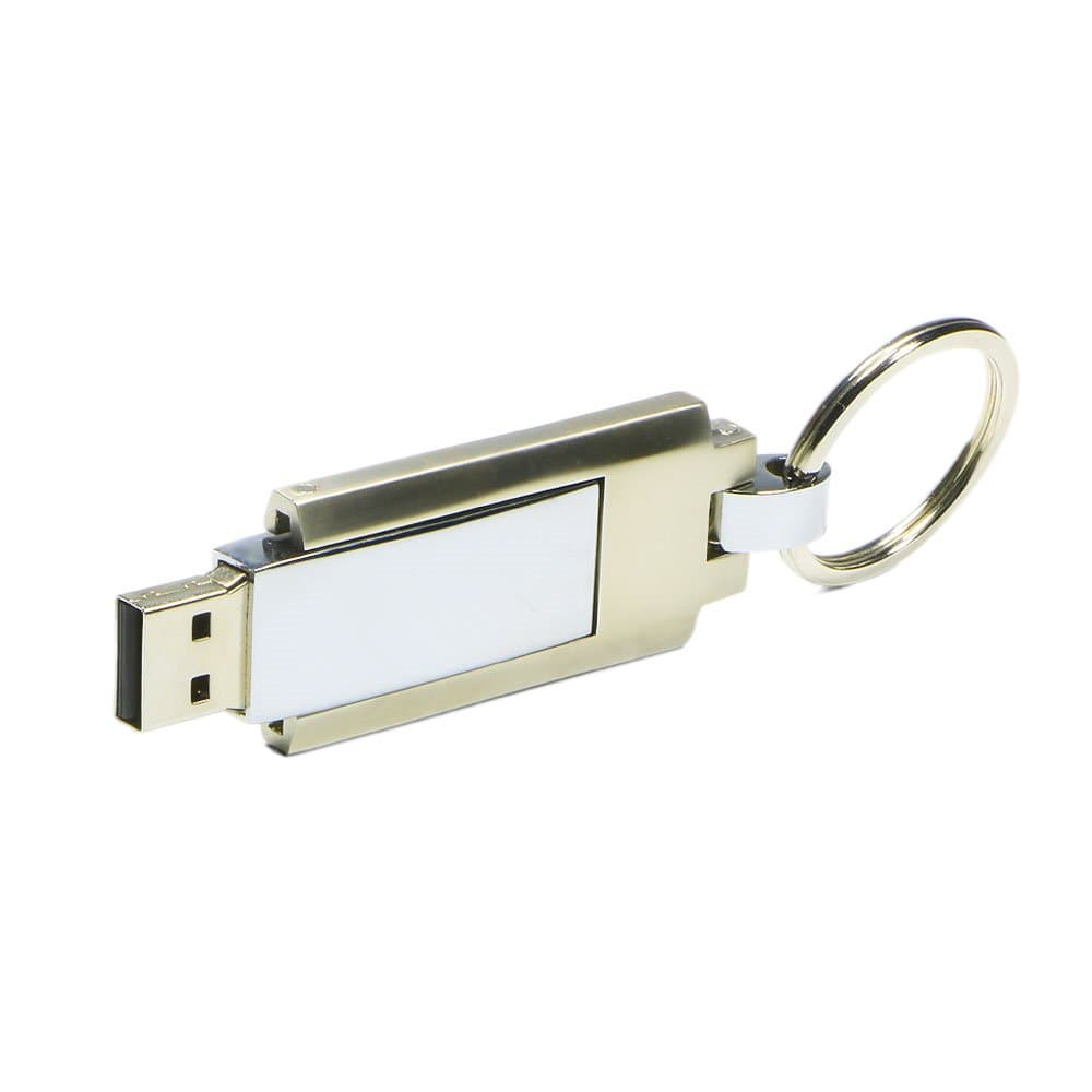 WooTeck 32GB 360 Degree Swivel Stainless USB Flash Drive Smooth Memory Stick, with Key Chain, for Windows and Mac