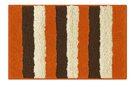Bathtopia Radella Microfiber Stripe 18 x 30 in. Bath Rug, Orange
