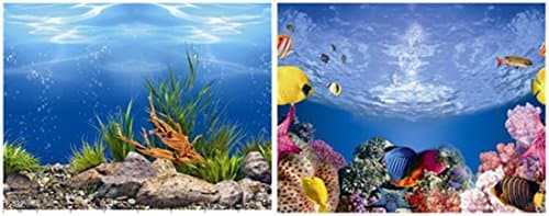 9094 20" x 48" Double Sided Fish Tank Aquarium Background Sea World / Sea Bed Wood